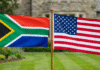 EUA excluem África do Sul do G20 2026; Pretória reage e acusa medida de punição política Bandeiras dos EUA e da África do Sul representando disputa diplomática sobre o G20 2026.